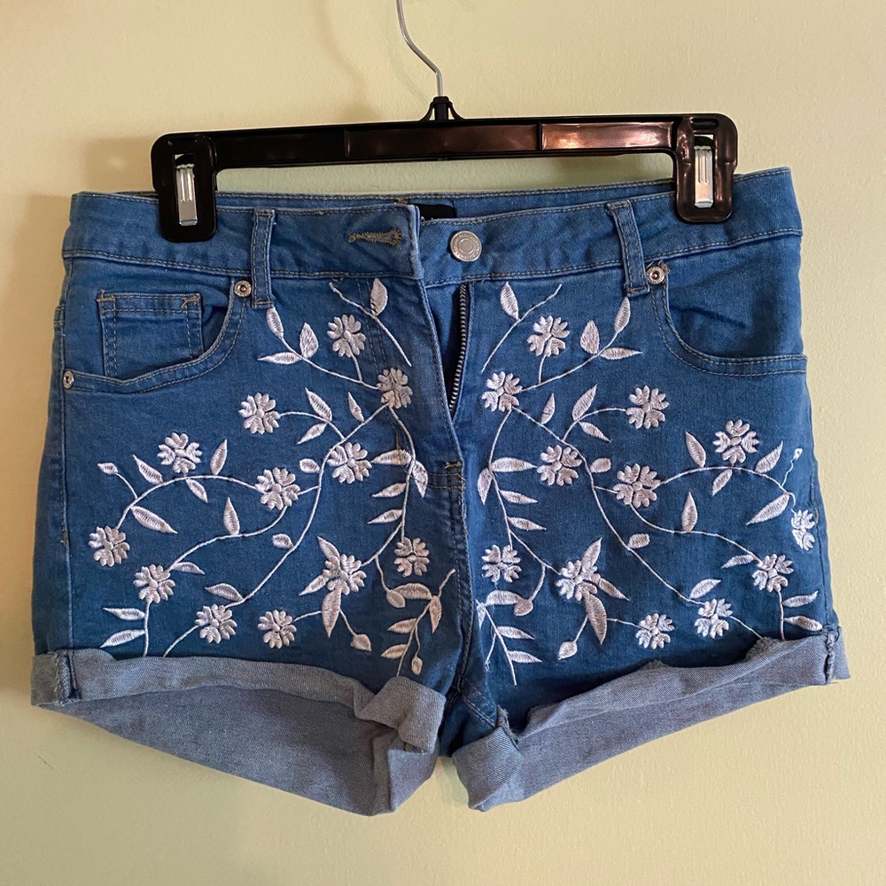 ASOS embroidered jean shorts